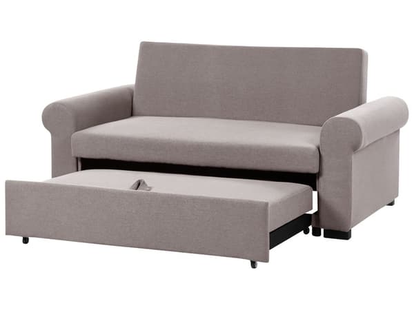 Bäddsoffa Ljusbrun polyestertyg 2-sits utdragbar konvertibel sovsoffa Retro Design