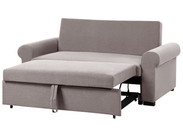 Bäddsoffa Ljusbrun polyestertyg 2-sits utdragbar konvertibel sovsoffa Retro Design