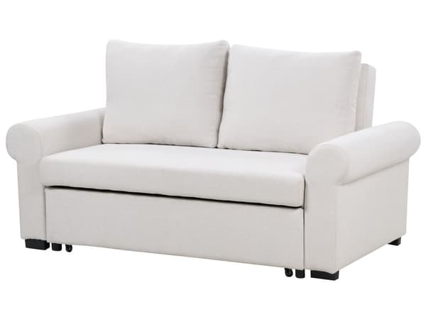 Bäddsoffa Ljusbeige polyestertyg 2-sits utdragbar konvertibel sovsoffa Retro Design