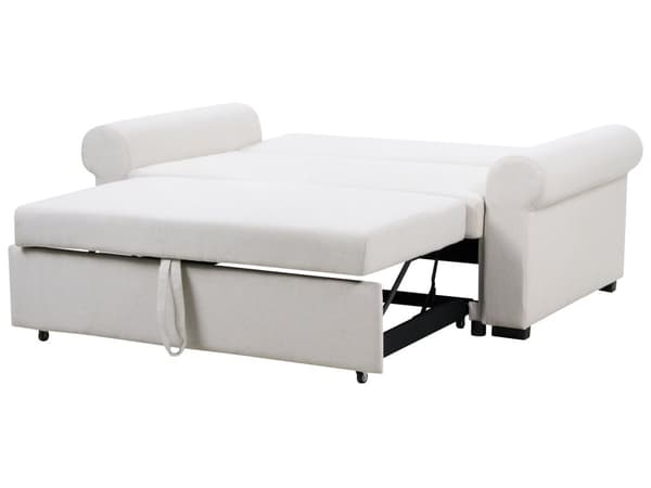 Bäddsoffa Ljusbeige polyestertyg 2-sits utdragbar konvertibel sovsoffa Retro Design