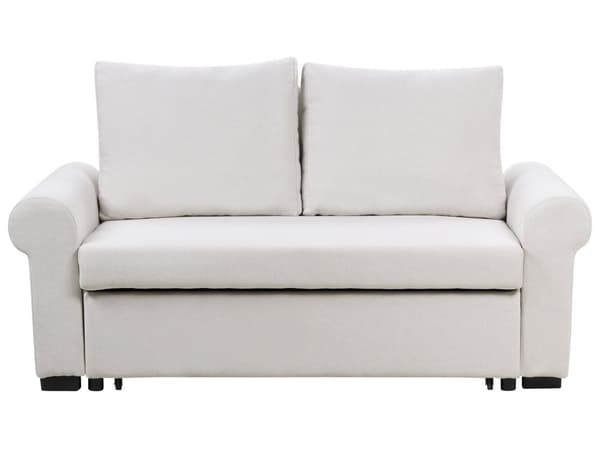 Bäddsoffa Ljusbeige polyestertyg 2-sits utdragbar konvertibel sovsoffa Retro Design