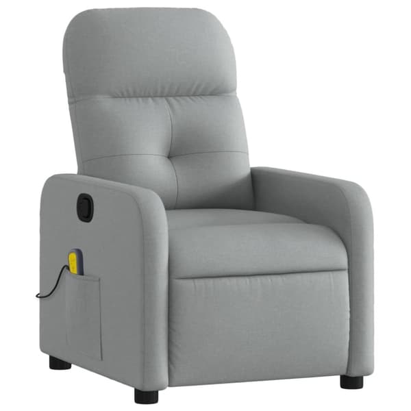 vidaXL Massagefåtölj ljusgrå tyg