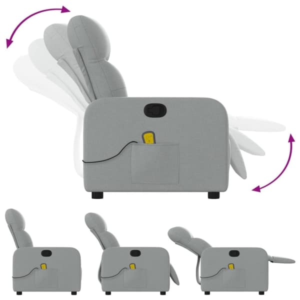 vidaXL Massagefåtölj ljusgrå tyg