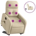 Miniatyrbild 2 av 11: vidaXL Elektrisk massagefåtölj med uppresningshjälp gräddvit tyg