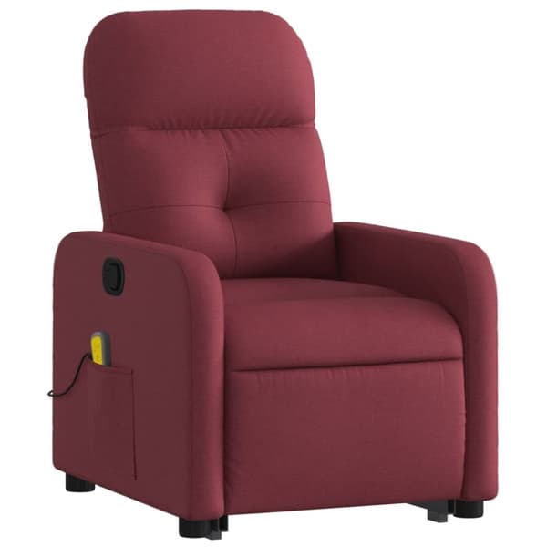 vidaXL Massagefåtölj med uppresningshjälp vinröd tyg