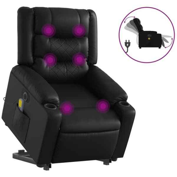 vidaXL massagestol med løftefunktion kunstlæder sort