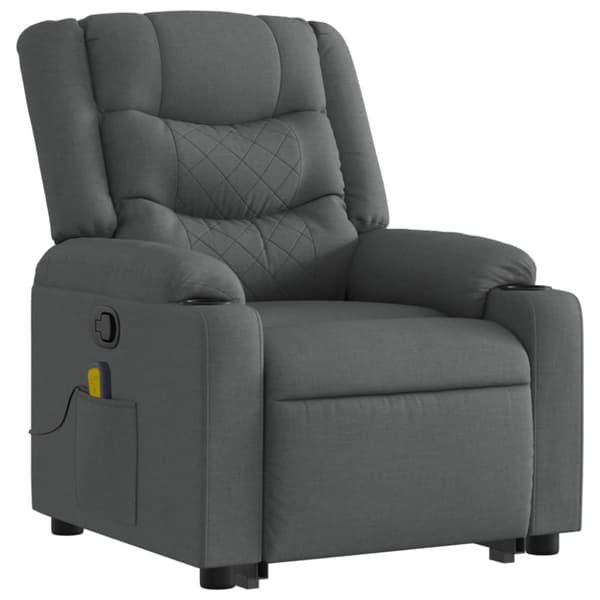 vidaXL Massagefåtölj med uppresningshjälp mörkgrå tyg
