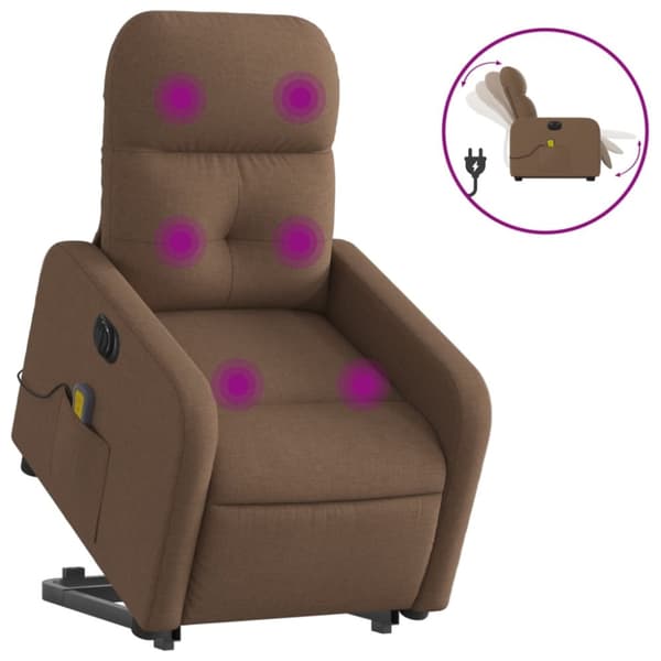 vidaXL elektrisk massagestol med løftefunktion stof brun