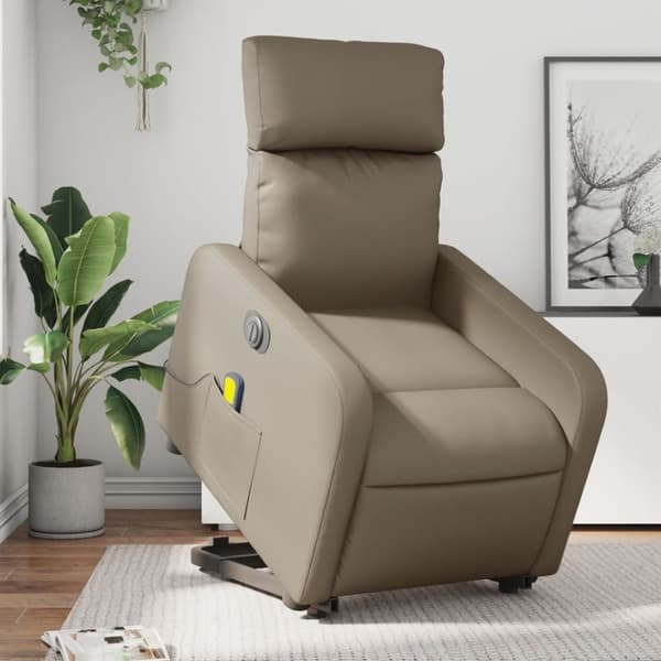 vidaXL massagestol med løftefunktion kunstlæder cappuccinofarvet