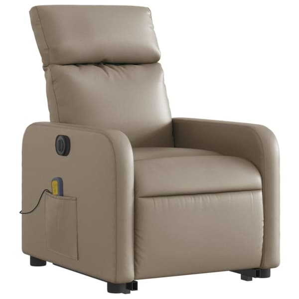 vidaXL Massagefåtölj med uppresningshjälp cappuccino konstläder