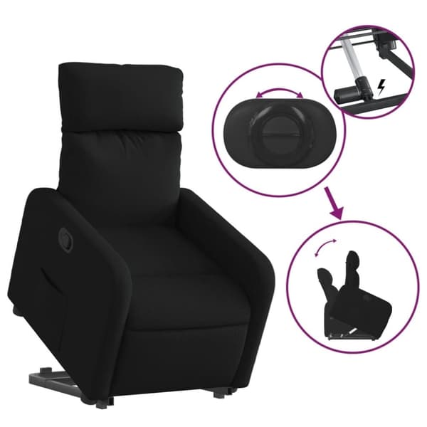 vidaXL Reclinerfåtölj med uppresningshjälp svart tyg