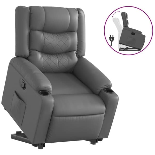 vidaXL Reclinerfåtölj med uppresningshjälp grå konstläder