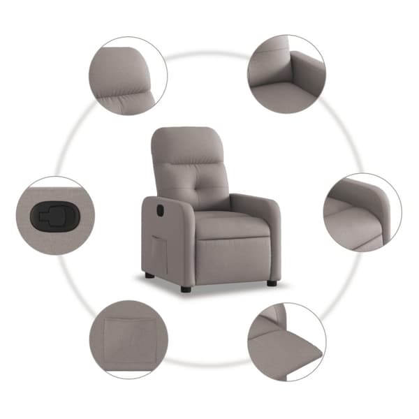 vidaXL Reclinerfåtölj taupe tyg