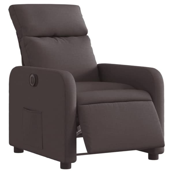 vidaXL Elektrisk reclinerfåtölj mörkbrun tyg
