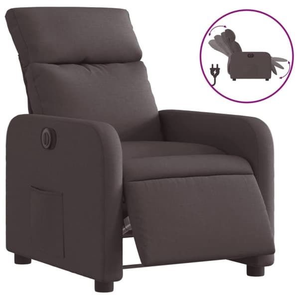 vidaXL Elektrisk reclinerfåtölj mörkbrun tyg