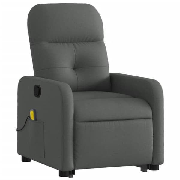vidaXL Massagefåtölj med uppresningshjälp mörkgrå tyg