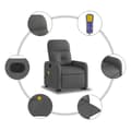 Miniatyrbild 8 av 11: vidaXL Massagefåtölj med uppresningshjälp mörkgrå tyg