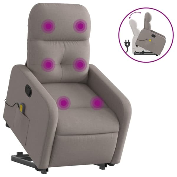 vidaXL Massagefåtölj med uppresningshjälp taupe tyg