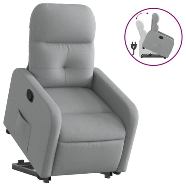 vidaXL Reclinerfåtölj med uppresningshjälp ljusgrå tyg