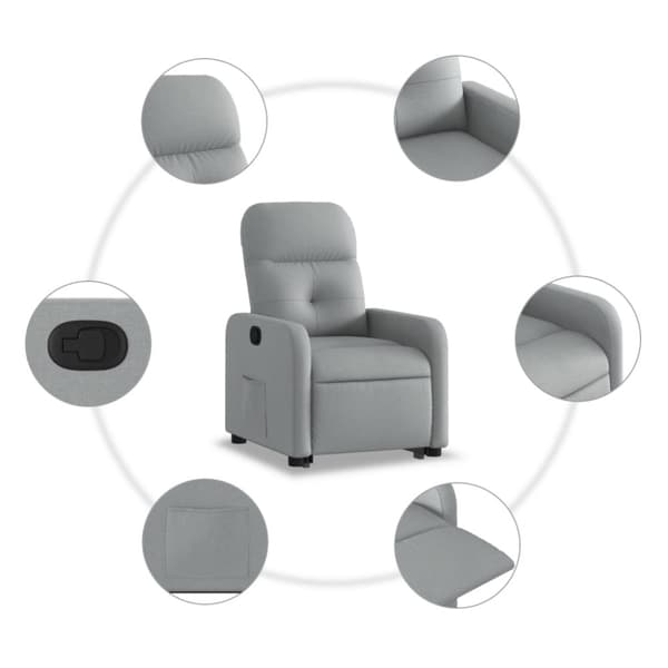 vidaXL Reclinerfåtölj med uppresningshjälp ljusgrå tyg