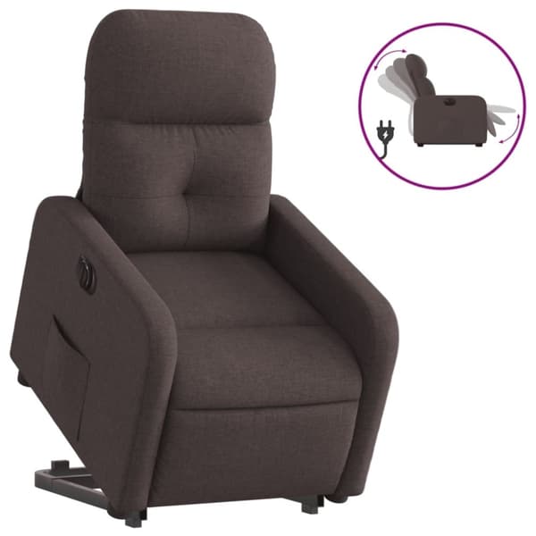 vidaXL Elektrisk reclinerfåtölj med uppresningshjälp brun tyg