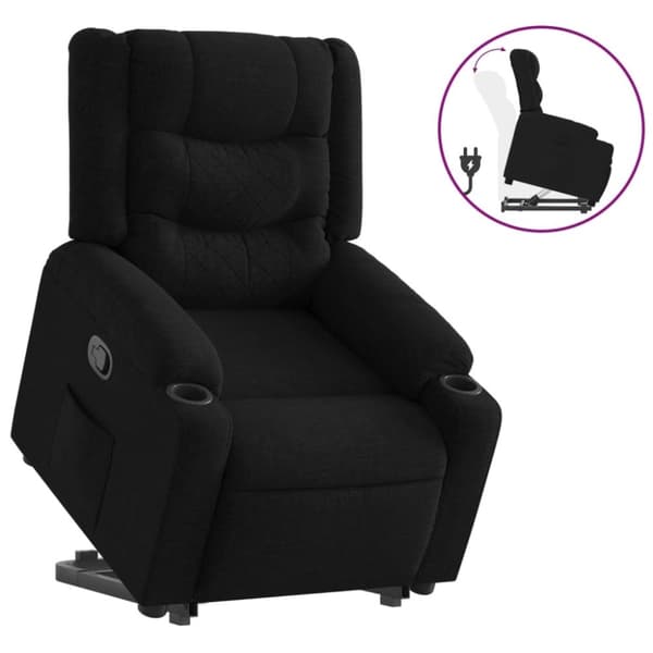 vidaXL Reclinerfåtölj med uppresningshjälp svart tyg