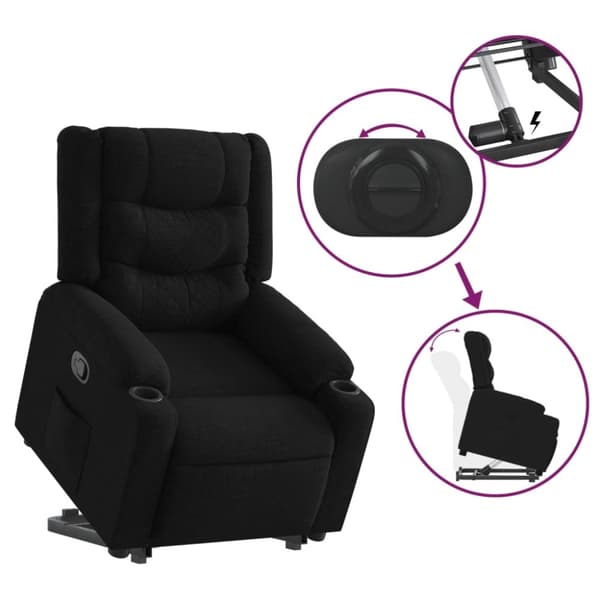 vidaXL Reclinerfåtölj med uppresningshjälp svart tyg
