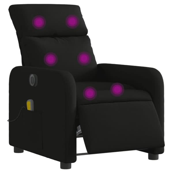 vidaXL Elektrisk massagefåtölj med uppresningshjälp svart tyg