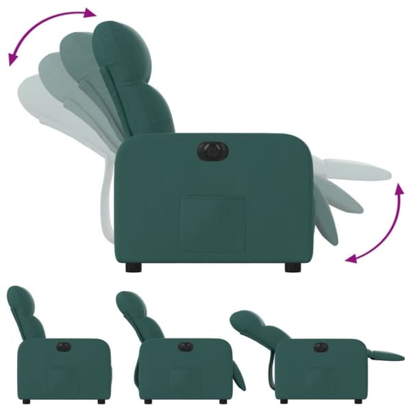 vidaXL Elektrisk reclinerfåtölj mörkgrön tyg