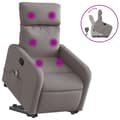 Miniatyrbild 3 av 11: vidaXL Massagefåtölj med uppresningshjälp taupe tyg