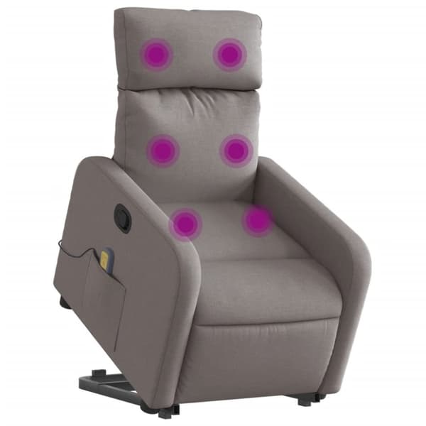 vidaXL Massagefåtölj med uppresningshjälp taupe tyg