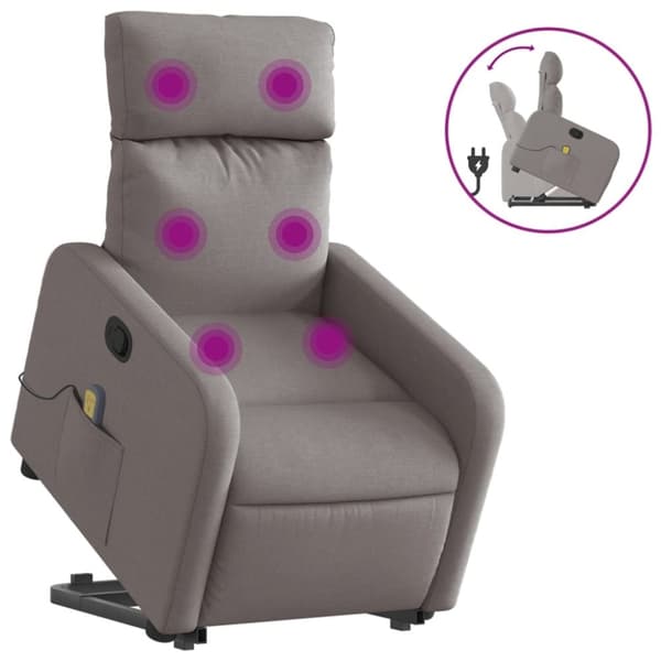 vidaXL Massagefåtölj med uppresningshjälp taupe tyg