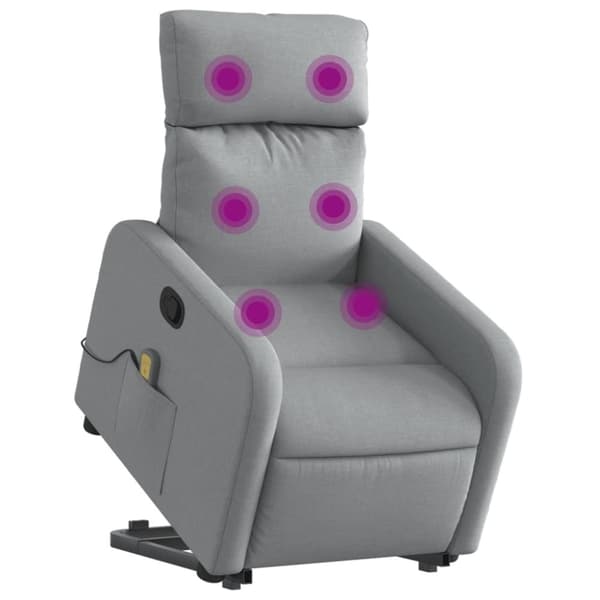 vidaXL Massagefåtölj med uppresningshjälp ljusgrå tyg
