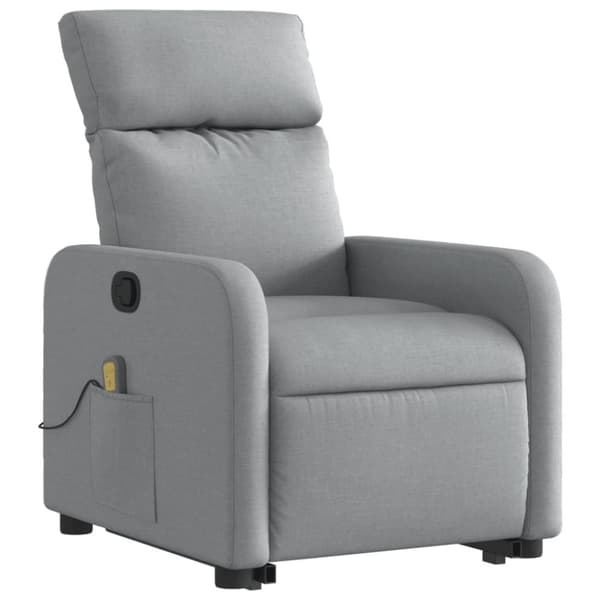 vidaXL Massagefåtölj med uppresningshjälp ljusgrå tyg