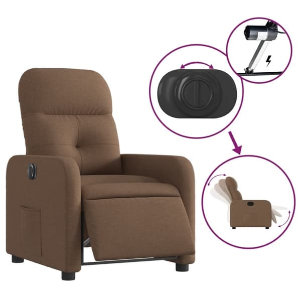 vidaXL Elektrisk reclinerfåtölj Brun tyg
