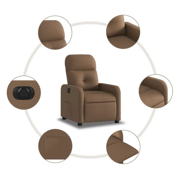 vidaXL Elektrisk reclinerfåtölj Brun tyg