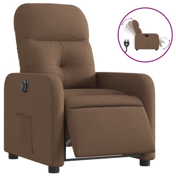 vidaXL Elektrisk reclinerfåtölj Brun tyg