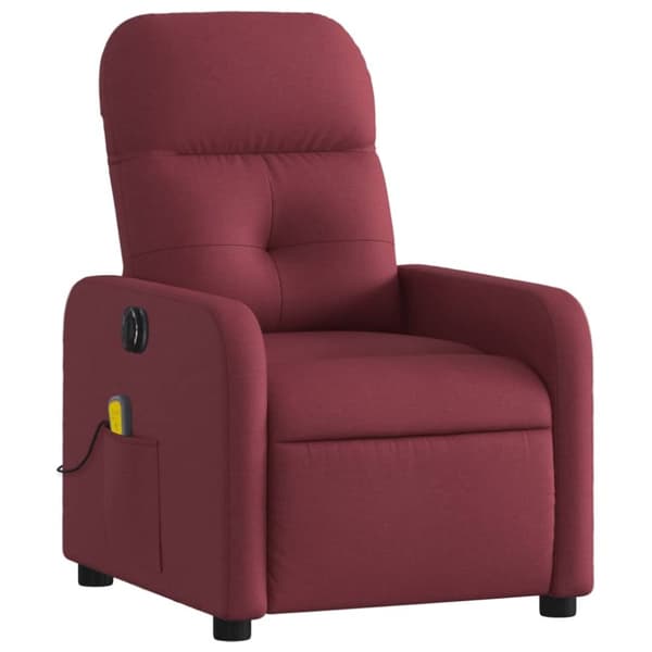 vidaXL Elektrisk massagefåtölj vinröd tyg