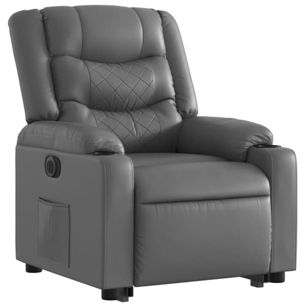 vidaXL Reclinerfåtölj med uppresningshjälp grå konstläder