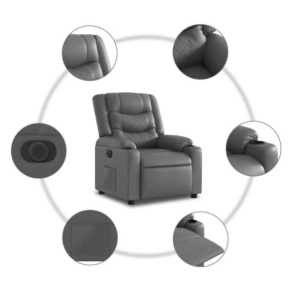 vidaXL Reclinerfåtölj med uppresningshjälp grå konstläder