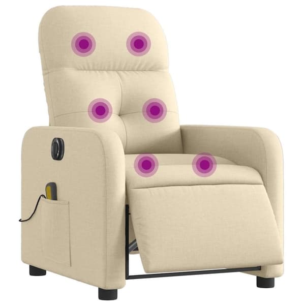 vidaXL Elektrisk massagefåtölj gräddvit tyg