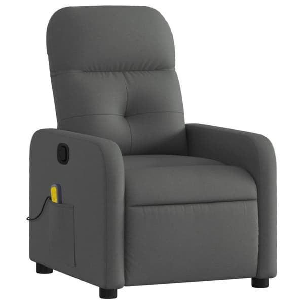 vidaXL Massagefåtölj mörkgrå tyg