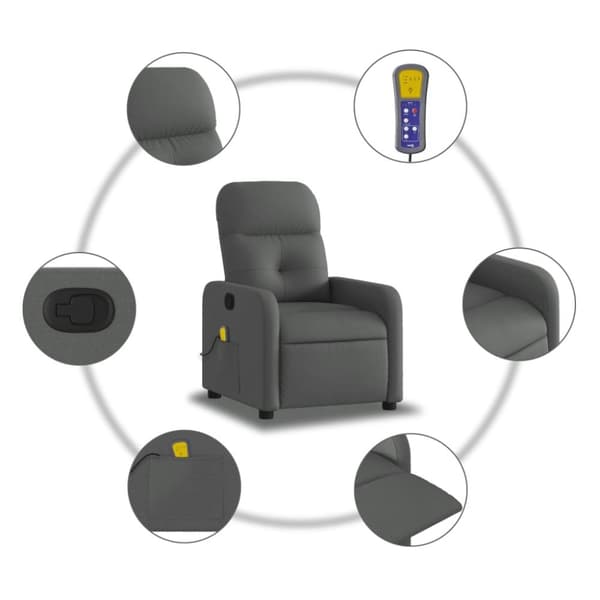 vidaXL Massagefåtölj mörkgrå tyg