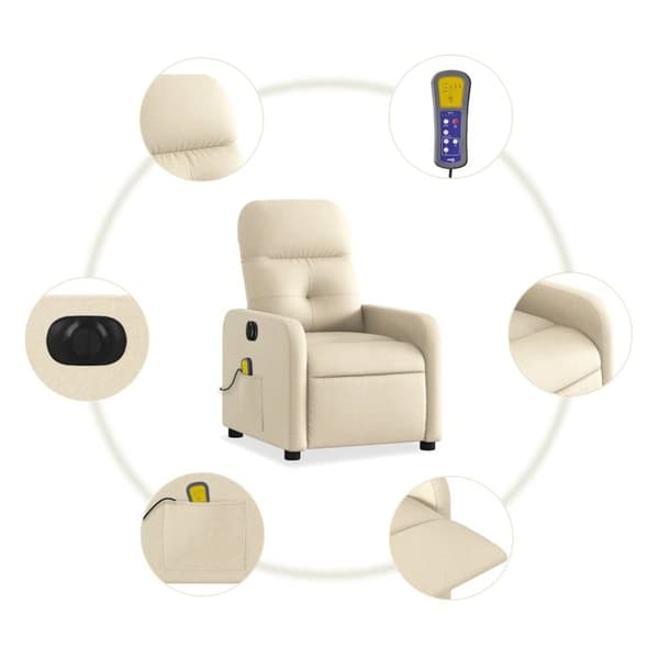 vidaXL eldrevet massagestol stof cremefarvet