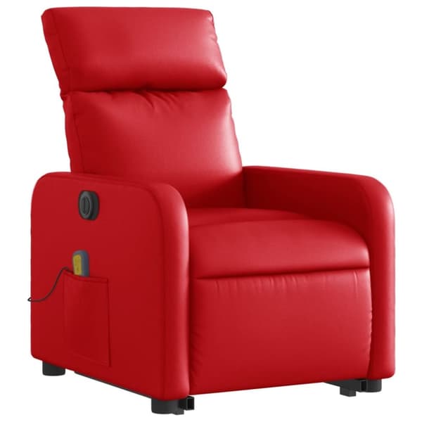 vidaXL Massagefåtölj med uppresningshjälp röd konstläder
