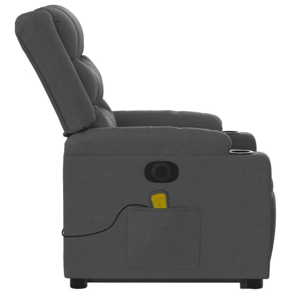vidaXL Elektrisk massagefåtölj med uppresningshjälp mörkgrå tyg