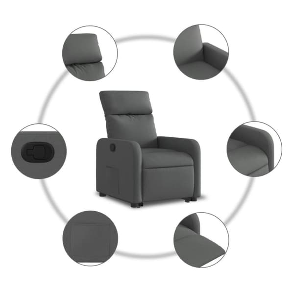 vidaXL Reclinerfåtölj med uppresningshjälp mörkgrå tyg