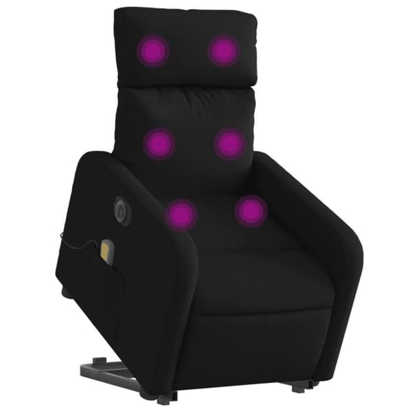vidaXL Elektrisk massagefåtölj med uppresningshjälp svart tyg