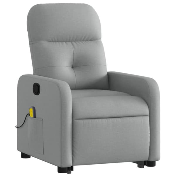 vidaXL Massagefåtölj med uppresningshjälp ljusgrå tyg