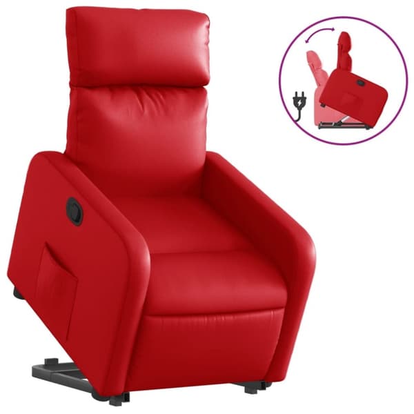 vidaXL Reclinerfåtölj med uppresningshjälp röd konstläder